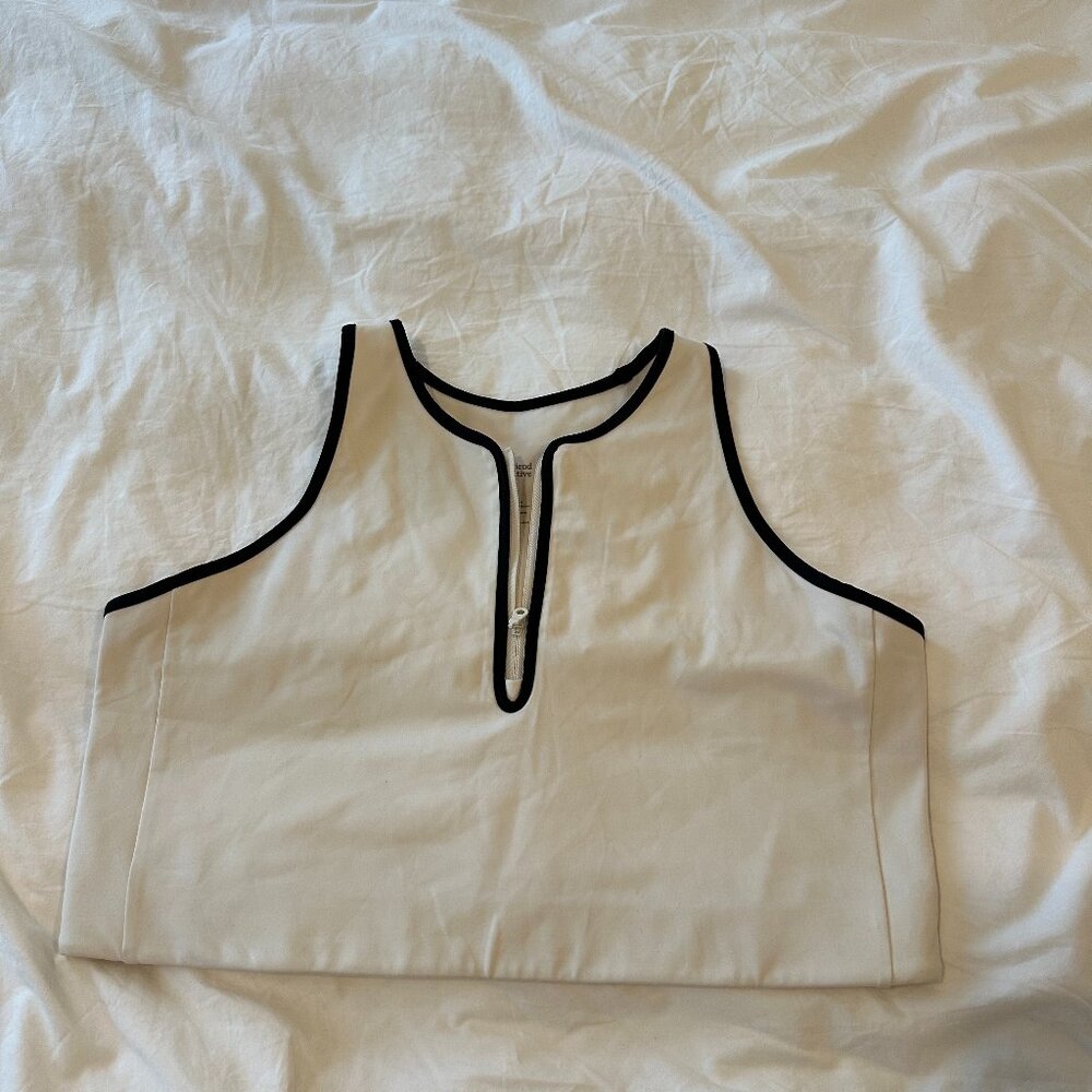 Girlfriend Collective Ivory Zip front Dylan Tank Bra Size XXXL